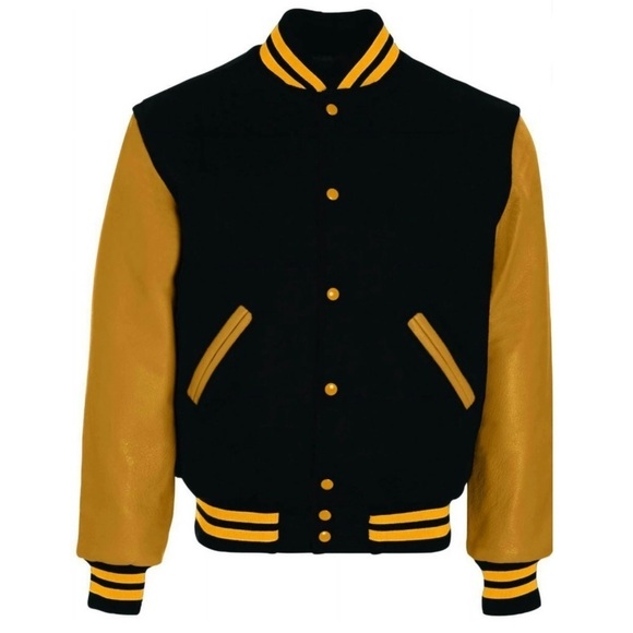 SLEDWISE • Varsity Letterman Coat Bomber Genuine Leather Unisex Baseball Jacket - Picture 1 of 15